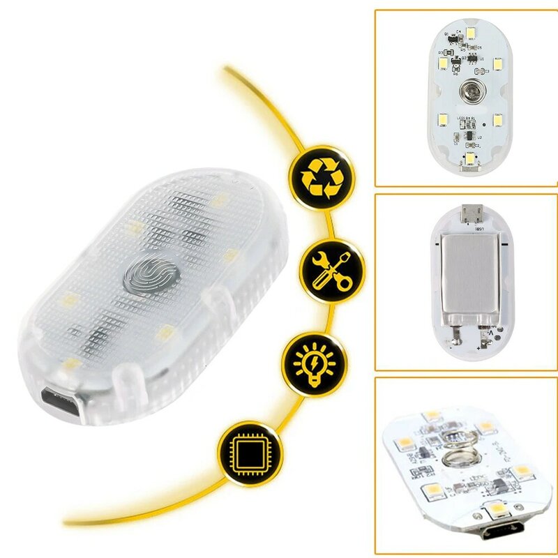 자동차 인테리어 LED 돔 라이트, 손가락 터치 센서, 독서 램프, 5V, LED 마그네틱 어트랙션 라이트, USB 충전, 자동차 도어 라이트, 1 개