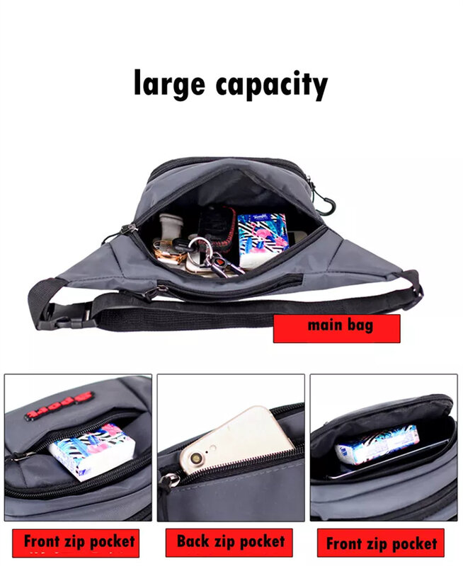 New Running Sports Shoulder Cross Bag Waist Bag Men And Women Thickened Large Capacity Casual Fashion Oxford Cloth Waist Bag