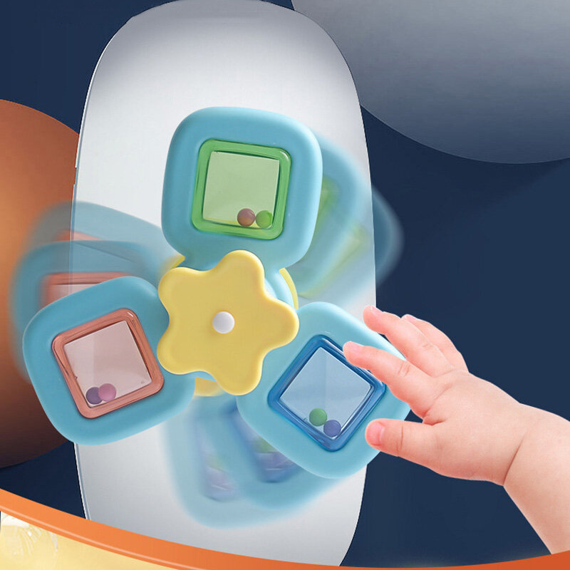 Ventosa dos desenhos animados Spinner Toy para bebê, chocalho rotativo, jogos educativos para crianças, brinquedos de banho montessori para crianças, 1pc