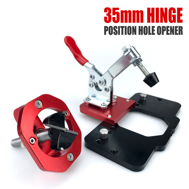 35mm Hinge Boring Jig Woodworking Hole Drilling Guide Locator with Fixture Aluminum Alloy Hole Opener Template Door Cabinets