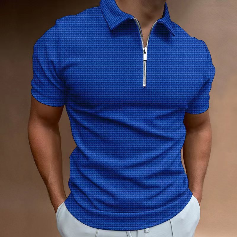 2022 Man Summer High Quality New Fashion Solid Color Polo Shirt Men's Casual Short Sleeve Lapel Half Zipper Design Trend Clothin