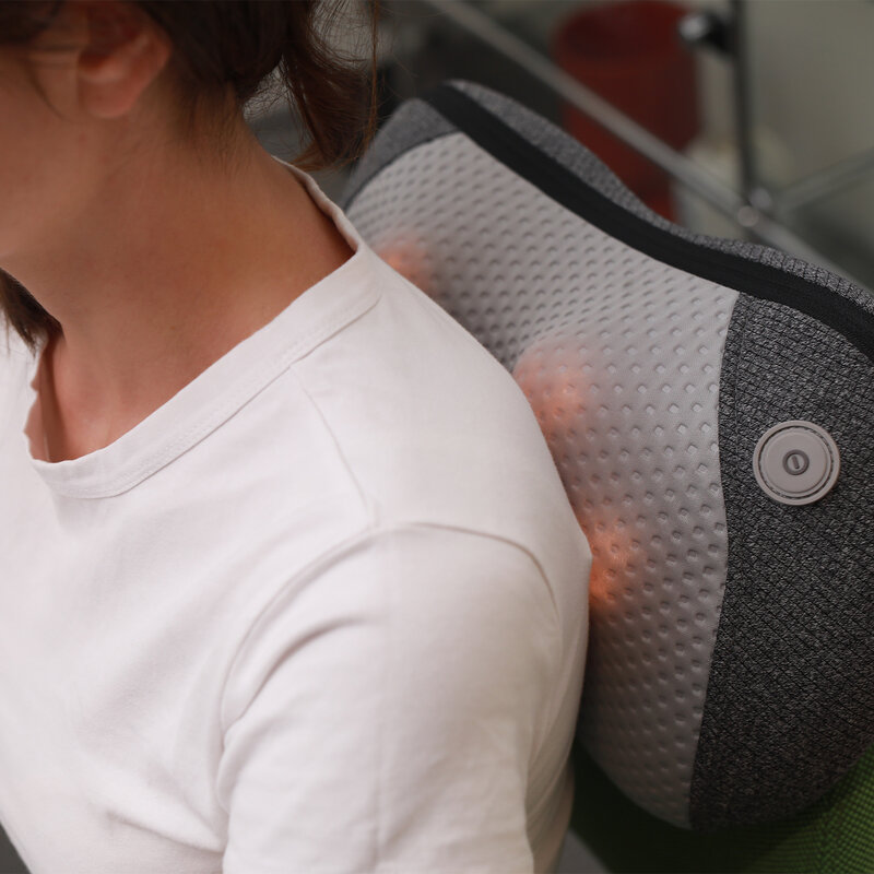Breo iBack2 – oreiller de Massage multifonction, pour le cou, les épaules, le dos, la taille, les jambes, simulation de Massage des mains, chauffage Constant