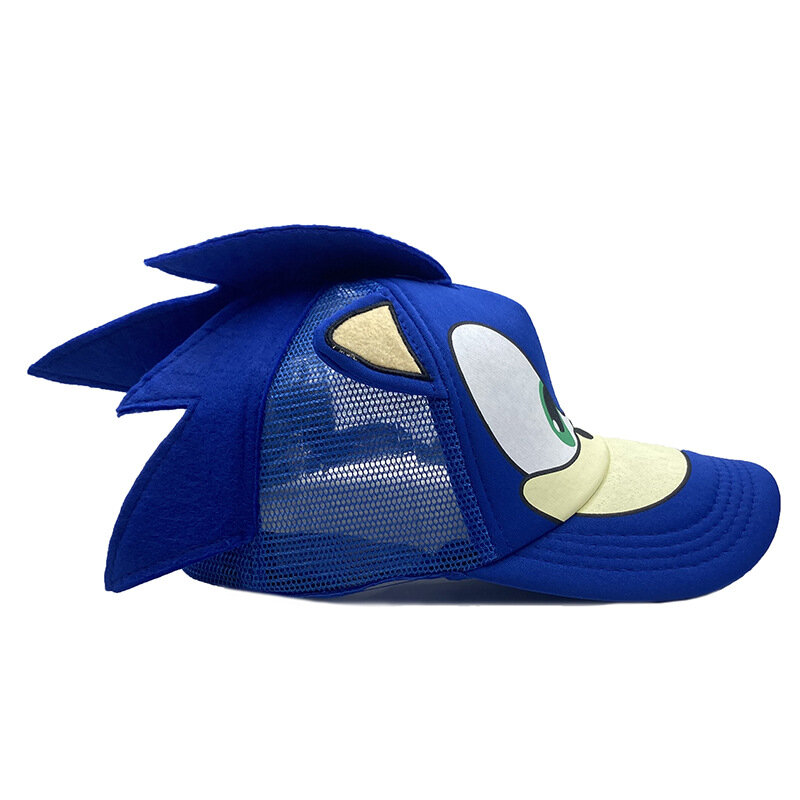 Anime azul sonic crianças adulto respirável malha boné cosplay impresso chapéu de sol boné de beisebol presente