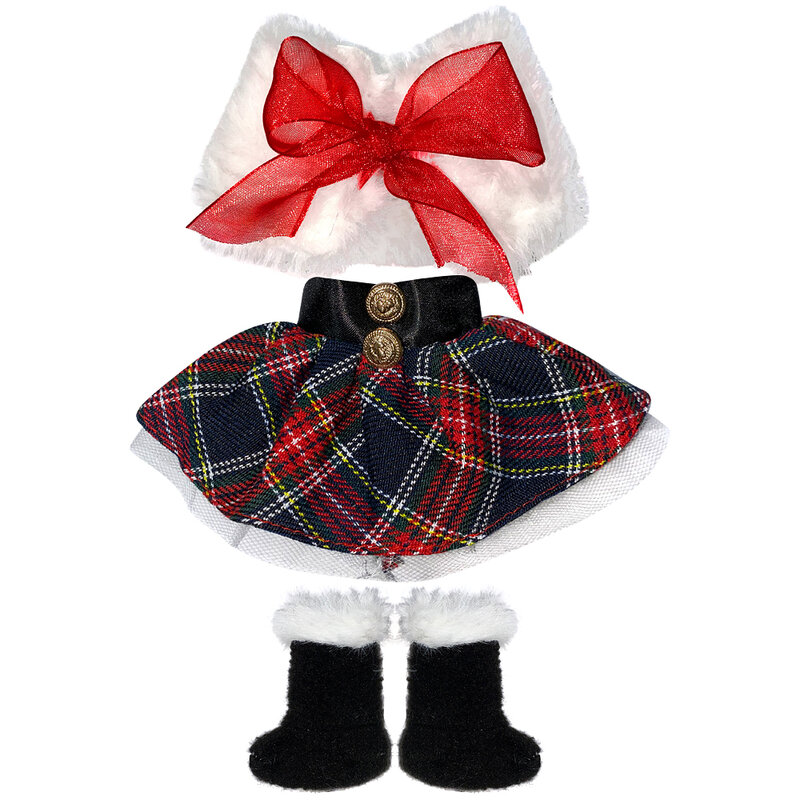 Świąteczna lalka Elf sukienka z bałwanem szalik spódnica maska buty zabawka dla dziecka akcesoria dzieci świąteczny prezent urodzinowy Elf