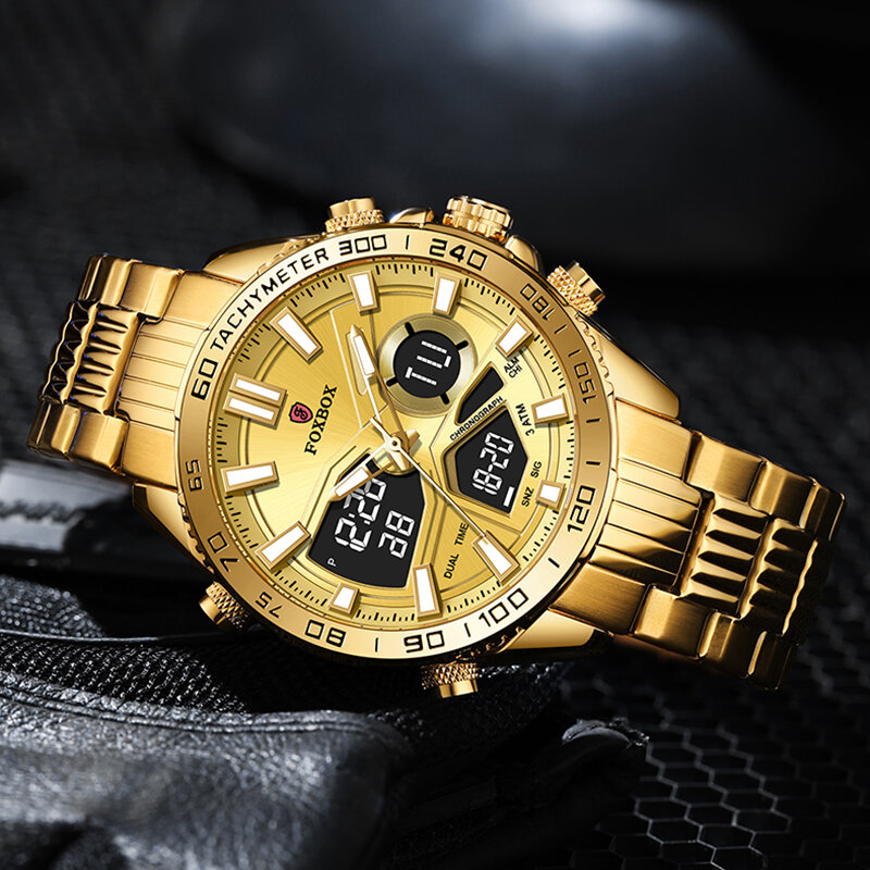 LIGE Fashion Mens Watches FOXBOX Top Brand Stainless Steel Quartz Watch Men Waterproof Sport Chronograph Clock Relogio Masculino