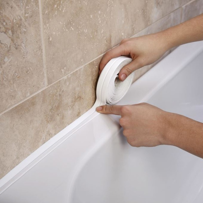 PVC สติกเกอร์ติดผนังกันน้ำ Self Adhesive Sink เตา Crack Strip ห้องครัวห้องน้ำอ่างอาบน้ำมุมกาวเทปตกแต่ง