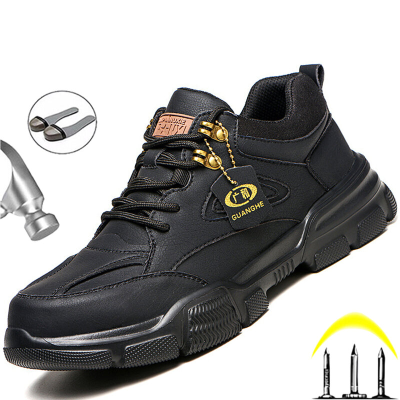 Zapatos de seguridad para hombre, zapatillas de trabajo indestructibles, botas de seguridad con punta de acero, para invierno, envío directo