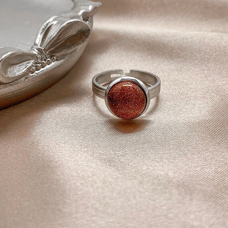 Anéis de cristal natural para as mulheres, joia boêmia artesanal presente charmoso para a festa de aniversário anéis ajustável