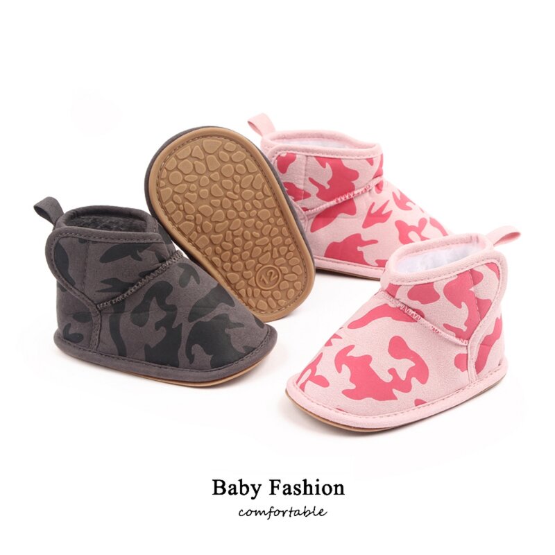 Weixinbuy-Botas de nieve de ante para bebés, zapatos suaves de lana para primeros pasos, bonitos y esponjosos, de 0 a 18 meses, Invierno
