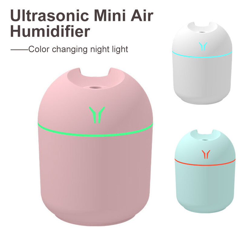 Mini humidificador de aire portátil, difusor de aromaterapia ultrasónico de aceites esenciales de 250ml, humidificador de luz Led para el hogar y el coche