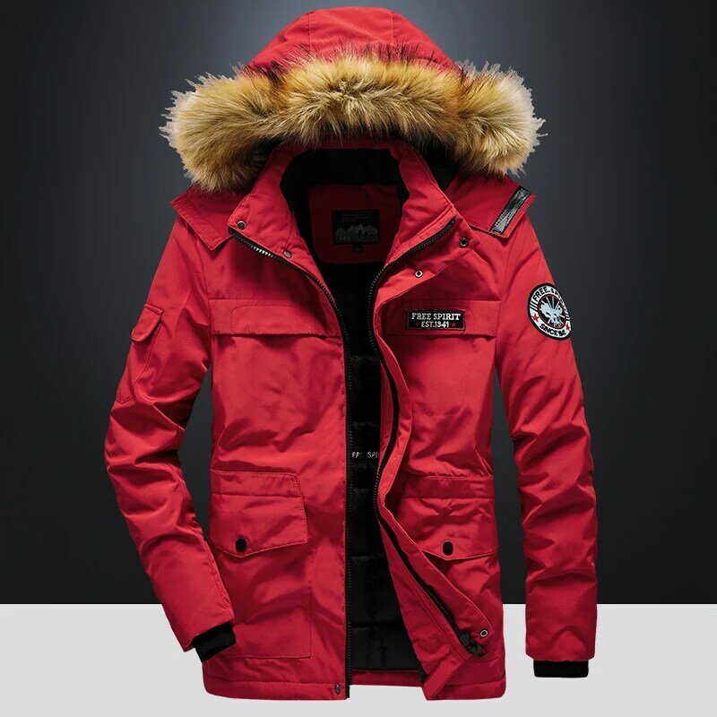 밀리터리 카고 지퍼 위장 자켓 남성용, 두껍고 따뜻한 파카 모피 후드 의류 패션 오버사이즈 4XL 5XL 코트, 2022 겨울