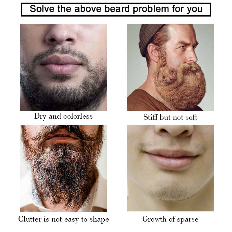Natural Beard Growth Kit Barbe Hair Growth Enhancer Set Beard Thickener Nourishing Fast Growth Essential Oil Facial Beard Care