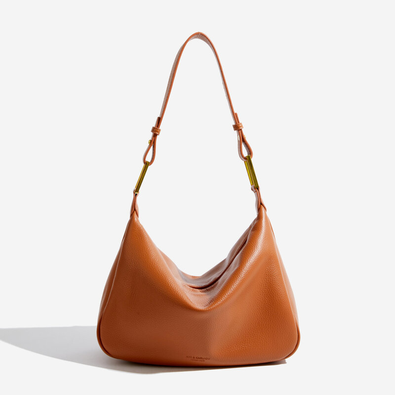 Повседневная сумка-хобо из мягкой искусственной кожи для женщин, сумки через плечо в простом стиле, вместительная Дамская дорожная сумочка-...