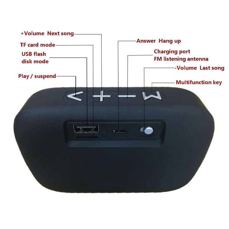 Mini orador sem fio usb recarregável bluetooth-compatível com microfone chamada handsfree fm rádio alto-falante suporta usb/tf