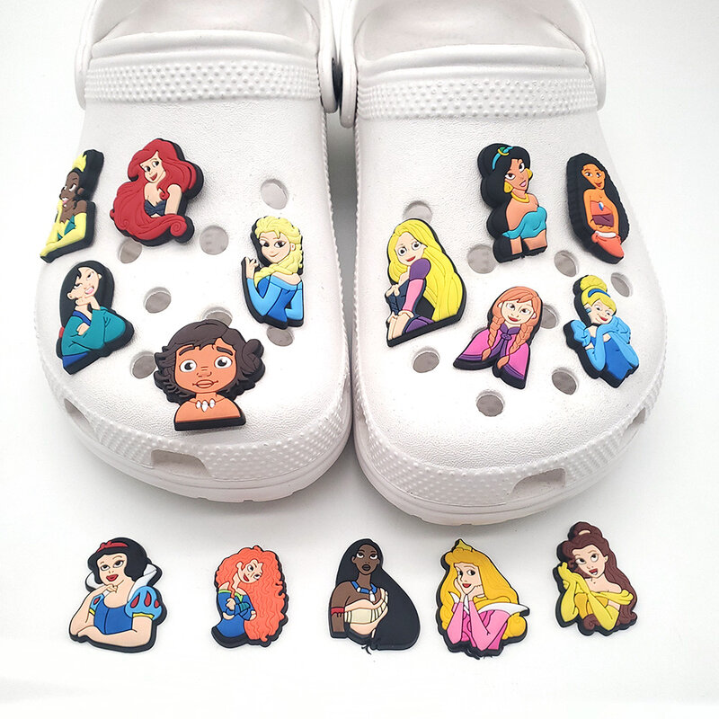 15PCS/set Disney Princess PVC Croc Sandals Shoe Accessories Croc Charms Shoe Decoration Buckle Cute Shoe Charms Kids Favorite