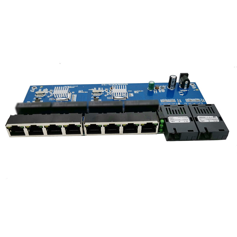 New Gigabit Ethernet switch Fiber Optical Media Converter PCBA 8 RJ45 UTP and 2 SC fiber Port 10/100/1000M Board PCB 10 pieces