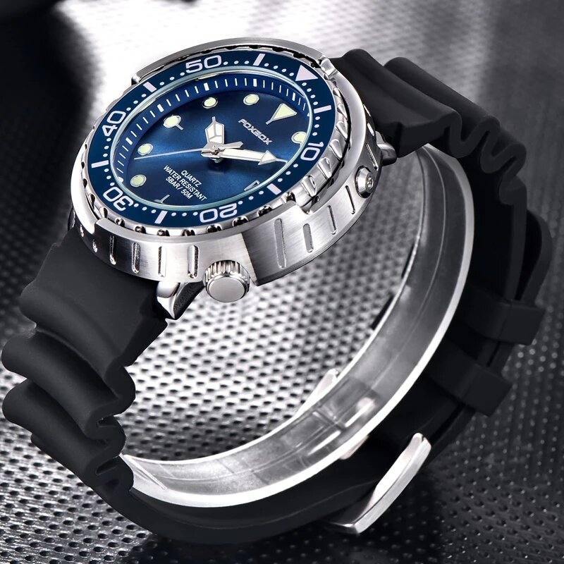 LIGE-남성용 스포츠 방수 발광 아날로그 쿼츠 손목시계, 패션 스테인레스 스틸 다이얼 실리콘 시계