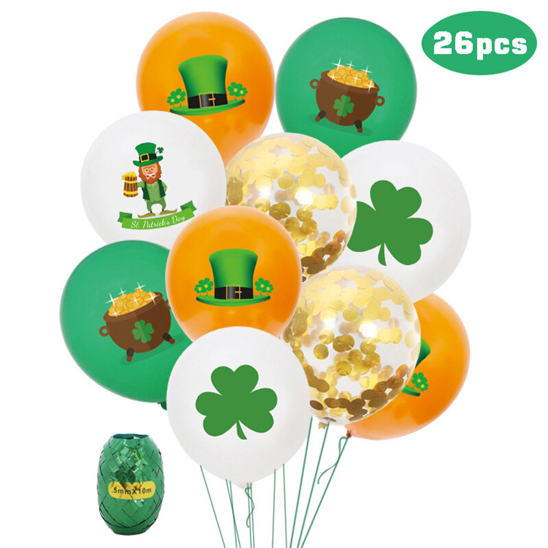 1 Juego de globos de látex para el Día de San Patricio, decoración de 12 pulgadas para tienda, banquete en el hogar, fiesta de San Patricio, decoración de Festival irlandés