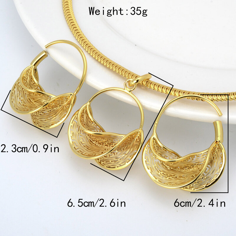 ZEADeat Jewelry African Copper Necklace Earring Sets Dubai Gold Plated Women's Fashion Statement Gold Charm High Quality Jewelry