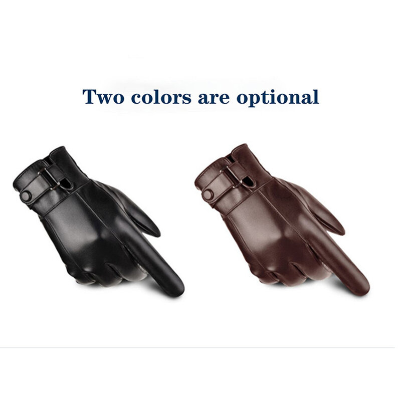 Men's Gloves Black Winter Mittens Keep Warm Touch Screen Windproof Driving Male Autumn Winter PU Leather Water Proof Gloves