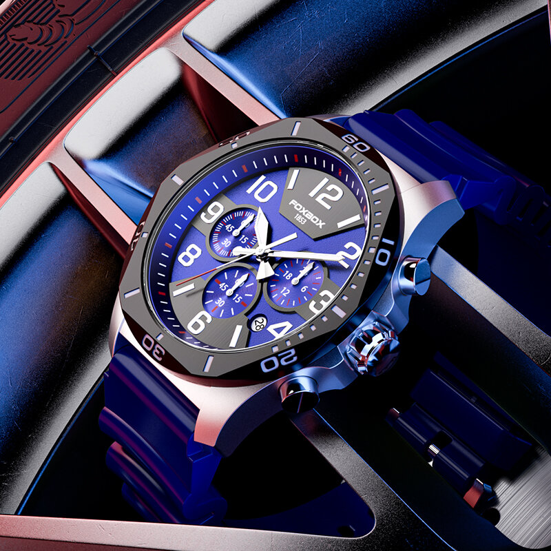 LIGE – montre chronographe de Sport pour hommes, nouveau, décontracté, bracelet en Silicone, étanche, grand cadran, horloge à Quartz avec lumineux + boîte