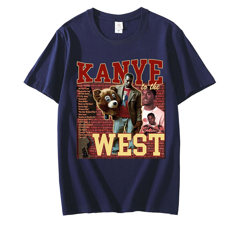 Camiseta Unisex de los 90 para hombre y mujer, camisa negra Vintage de Kanye West, Camisetas estampadas Retro, 100% algodón, Tops