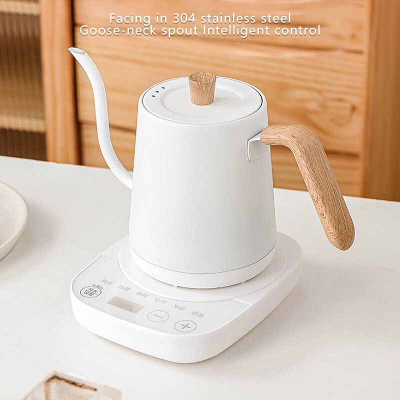 Hervidor eléctrico de café para cocina, tetera de mano con cuello de cisne Delgado, inteligente, 800ml, 1000W, Control de temperatura de calor Flash