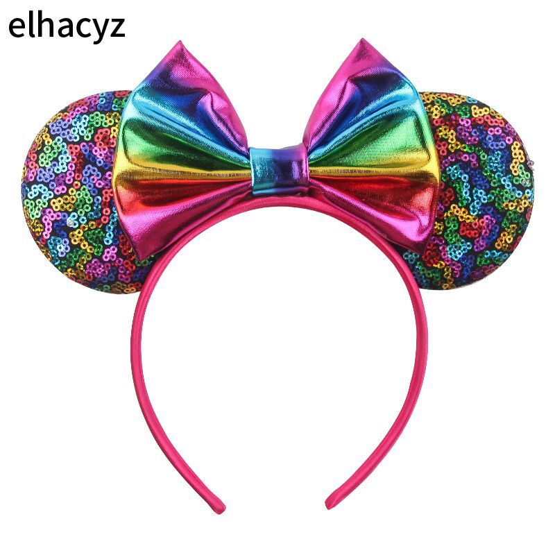 2022 chique bordado lantejoulas orelhas do mouse bandana leopardo arco dot hairband meninas feminino festa cabeça wear crianças diy acessórios de cabelo