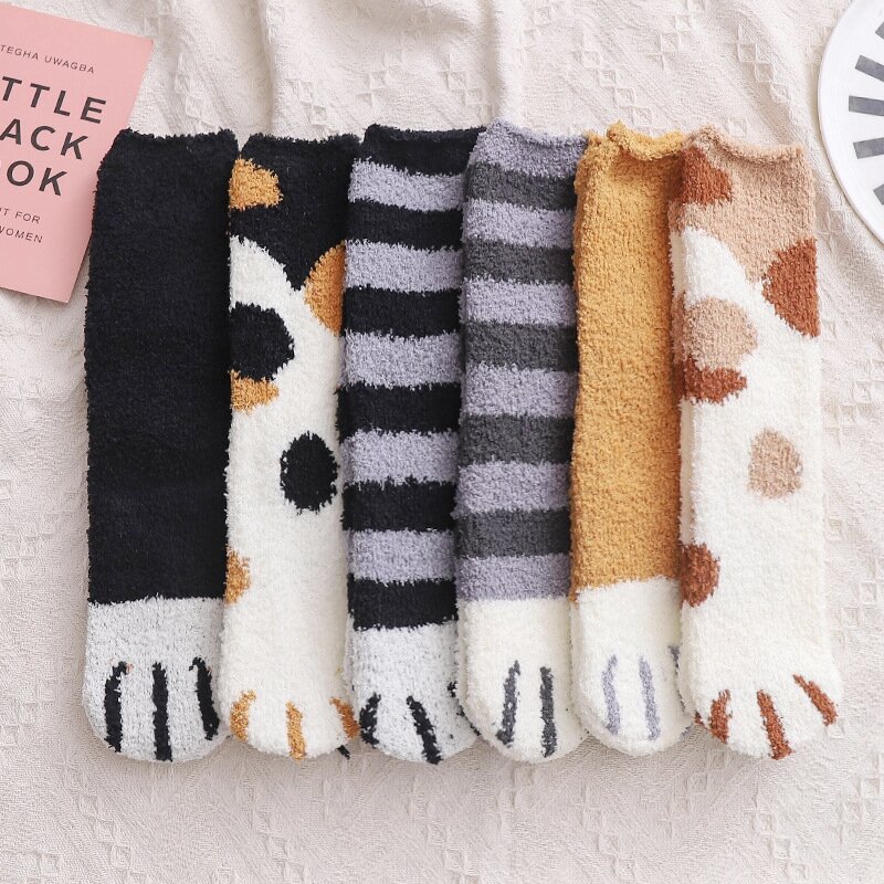 Fashion Womens Cats Paw Stripe 3d Socks Kawaii Fun Thick Girls Cartoon Animal Fingers Sock Hosiery Toe Zebra/Tiger/Cat Foot Sox