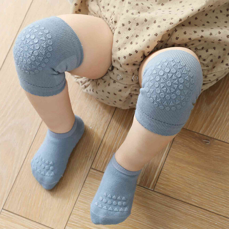 Безопасные Детские наколенники с носками, набор однотонных нескользящих носков, наколенники, детские носки для ползания, защита для колена для девочек и мальчиков