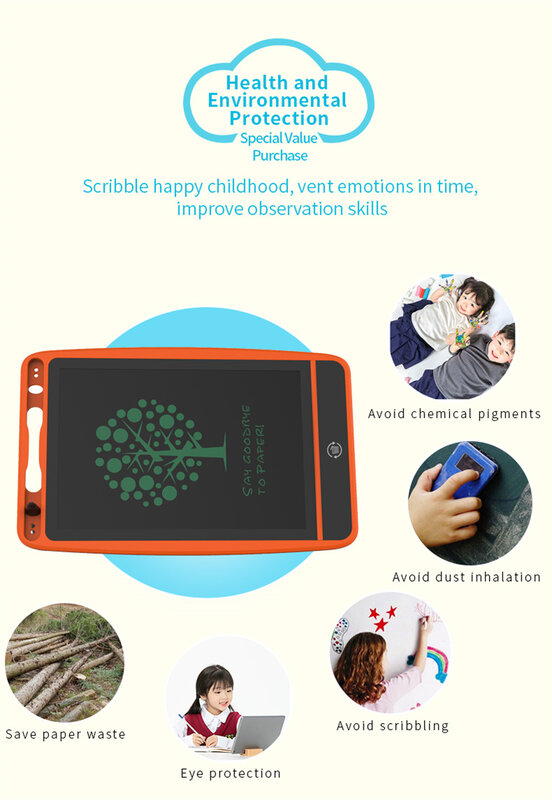 CE Fcc Rohs-Tableta electrónica de escritura Lcd para niños, tableta de 8,5 pulgadas con bolígrafo Stylus, tablero de dibujo multicolor