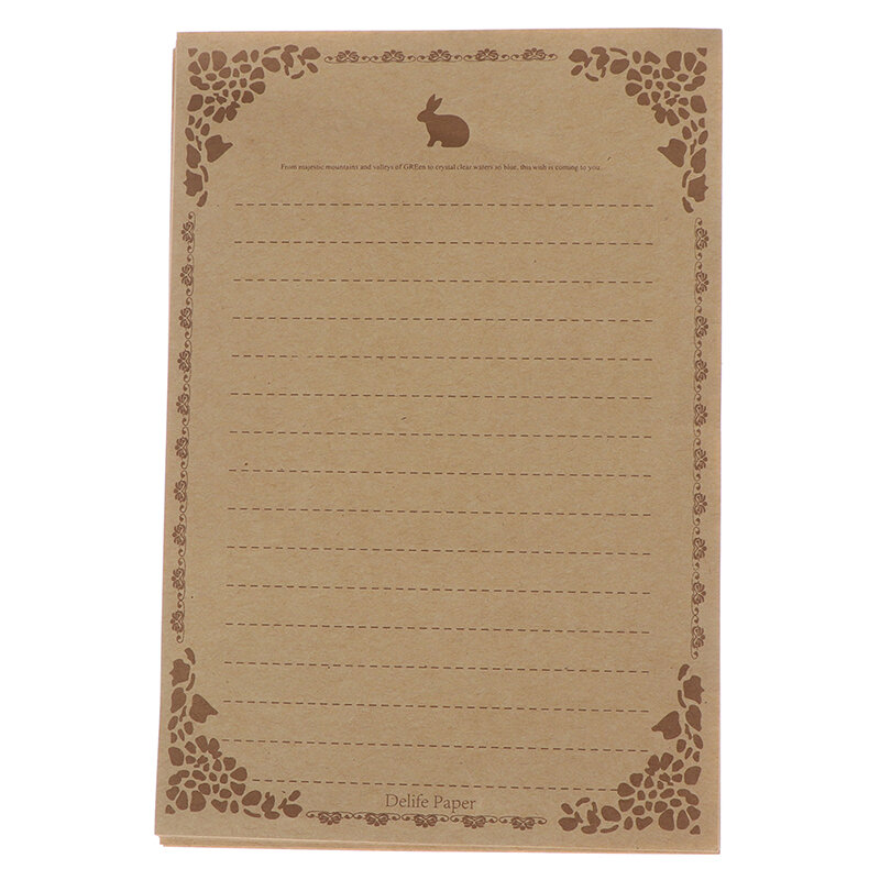 Papel de escritura de estilo Vintage europeo, suministros de oficina de papel Kraft, sobres de papel de carta, 8 hojas por juego