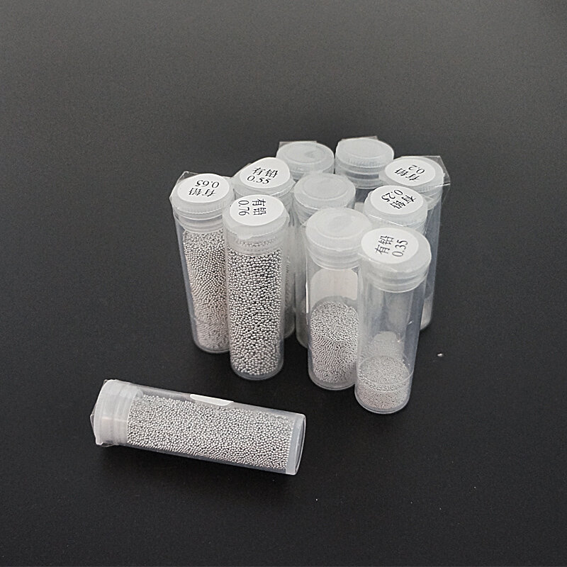 LY BGA-bolas de Reballing con plomo, cuentas de estaño, partículas de 25K, 0,2, 0,25, 0,3, 0,35, 0,4, 0,45, 0,5, 0,55, 0,6mm