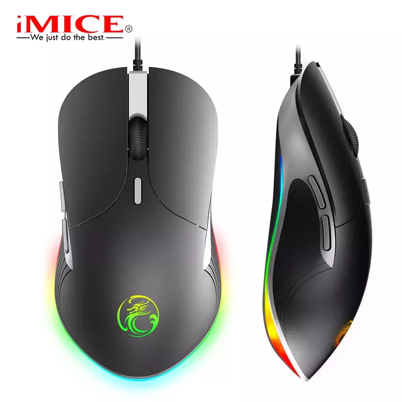 Przewodowa myszka LED dla graczy 6400 DPI USB ergonomiczna mysz komputerowa Mause Gamer z kablem do komputera Laptop mysz optyczna RGB z podświetleniem