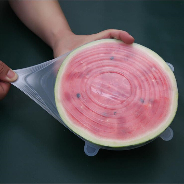 6pc Silicone Cover Cap Kitchen Accessories Sealed lid silicone cling film Food grade silicone cover Food preservation cover Food