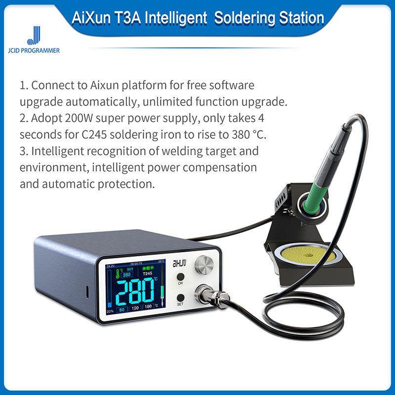 Inteligentna stacja lutownicza AIXUN T3A T3B z uchwytem T12/T245/936 końcówki lutownicze do telefonu SMD BGA naprawa spawalnicza
