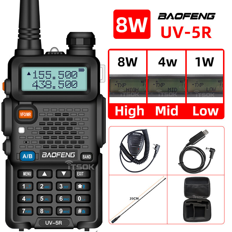 Baofeng uv 5r walkie talkie ham rádio comunicador banda dupla de longa distância em dois sentidos portátil fm amador rádio cb estações transceptor