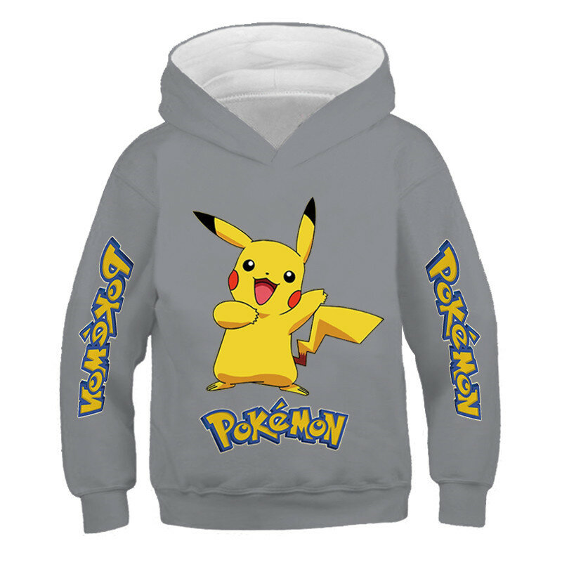 Sweat à capuche imprimé dessin animé Pikachu pour garçons et filles, pull à manches longues, Pokemon, automne