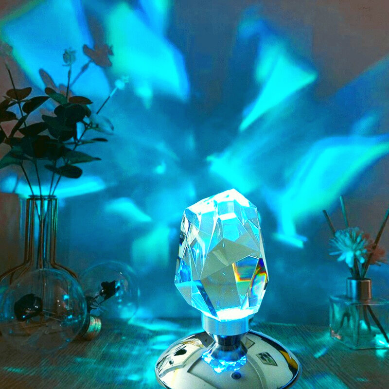 Lámpara de mesa de cristal recargable por USB, luz LED de noche, lámpara de escritorio nórdica de diamante para decoración de Bar y restaurante