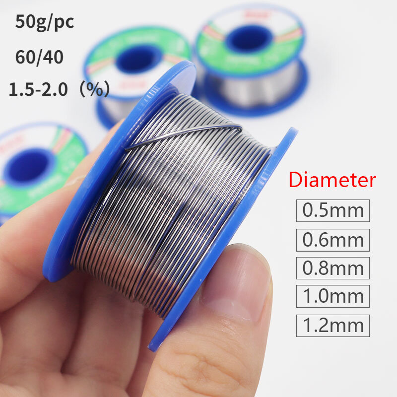 1 stuk 60/40 soldeer draad rosin kern tin soldeer draad solderen lassen flux 1.5-2.0% ijzerdraad haspel 50g diamater 0.5 0.6 0.8 1 1.2mm