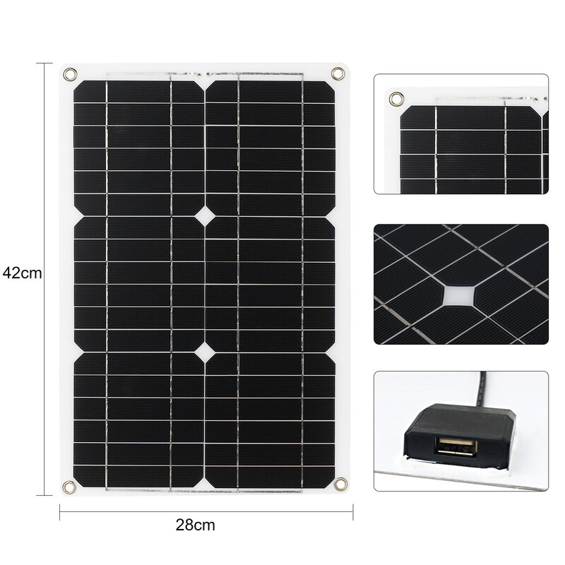 12V Protable Solar Panel Charger Set 180W 1/2 USB Port with 20A LCD Display Solar Charge Controller Emergency Generator