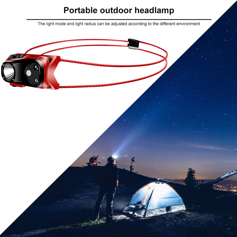 Mini linterna frontal portátil para exteriores, recargable por USB linterna de cabeza, equipo para correr y acampar