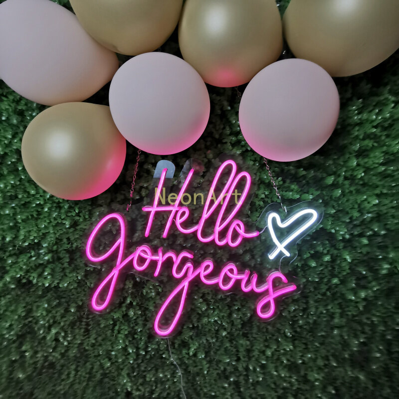 Hello Gorgeous-señal de neón para decoración, cartel de neón personalizado para luces LED de pared, fiesta, boda, ventana, restaurante, cumpleaños y bodas
