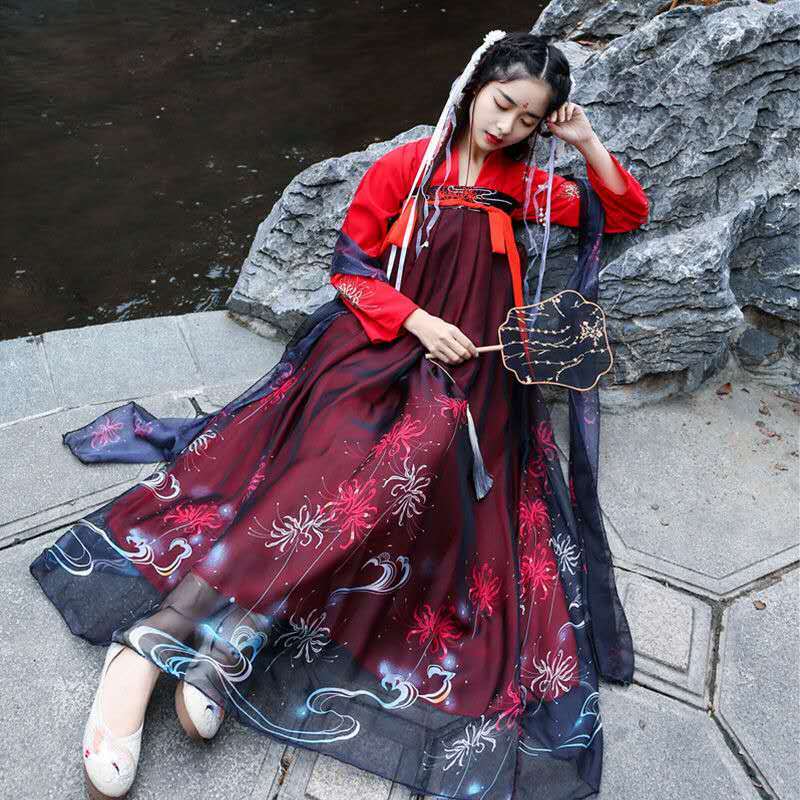 Fantasia elegante de fada feminina hanfu, estudantes antigos melhoram o estilo chinês elementos de artes marciais