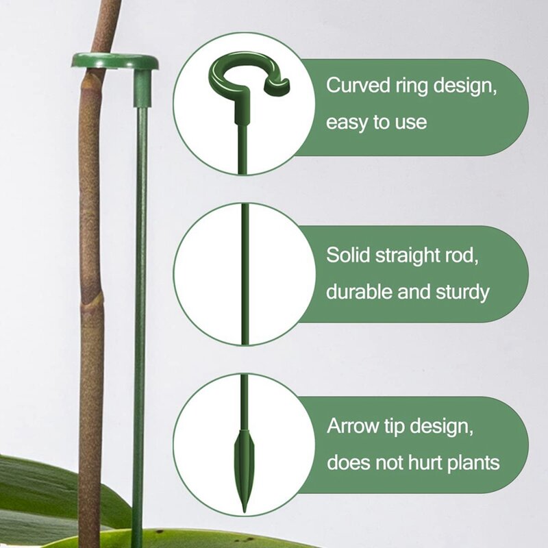 30 Pcs Plant Support Rod Support Rod With 30 Pcs Plant Clips Garden Floral Flower Support Single Stem Support Stake