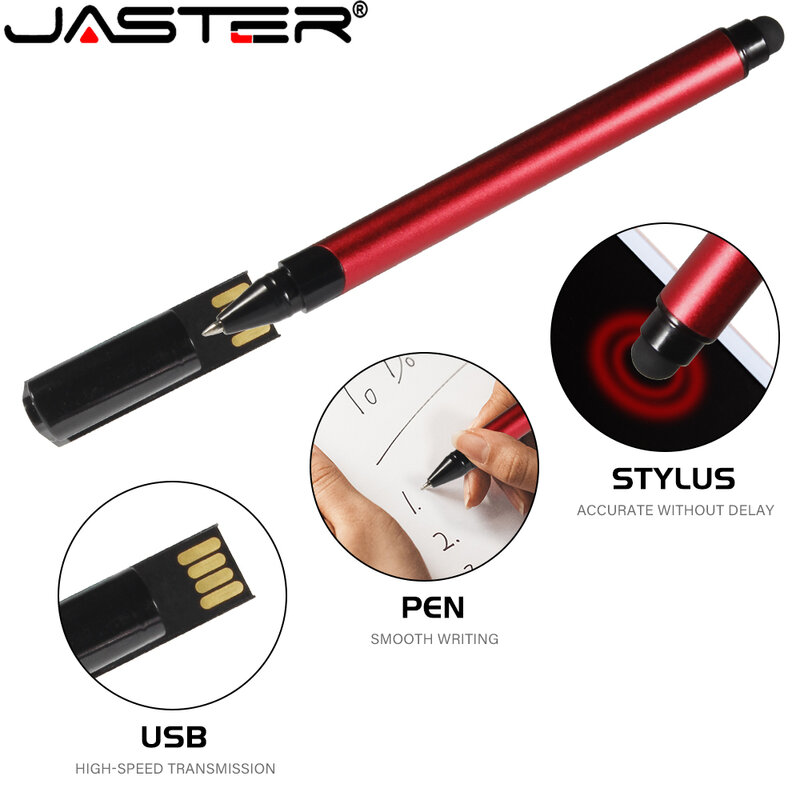Ja- pen drive usb à prova water, memória, 64gb, 32gb, dispositivo de armazenamento, preto, caneta com tela sensível ao toque, gel vermelho