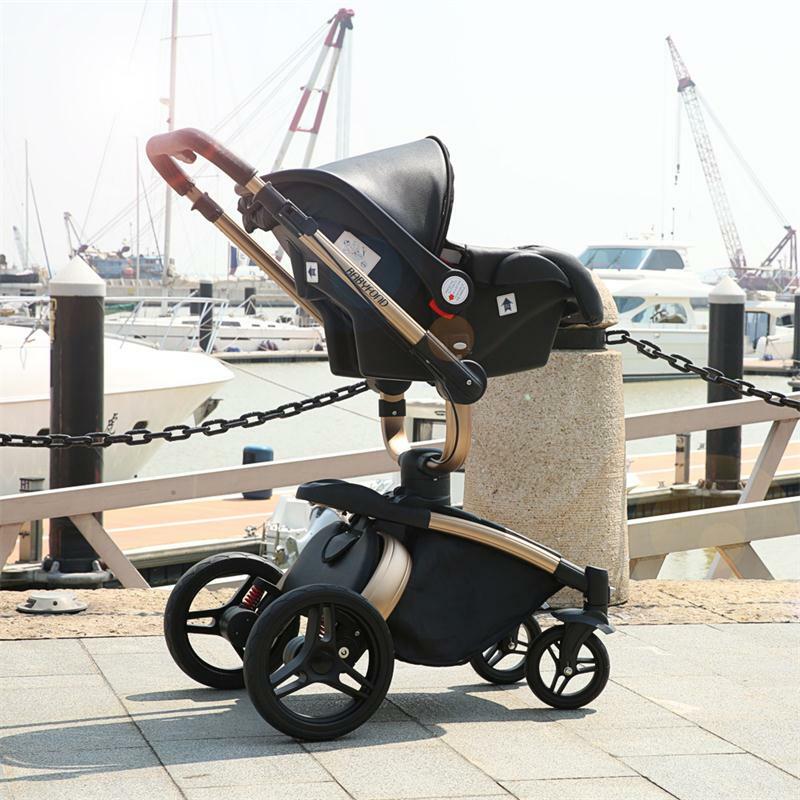 Baby Stroller — Voiturettes pour nouveau-né avec siège auto de sécurité, poussette Babyfond 3 en 1, poussette de paysage haute, chariot de 360 degrés, poussette PU EU