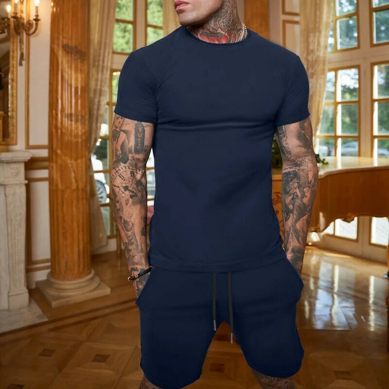 Conjuntos masculinos casual esporte terno camiseta treino 2 peça conjunto roupas impressas outfits oversized streetwear homem roupas