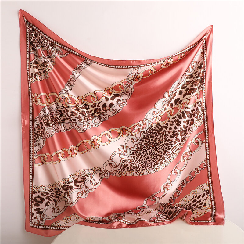 Foulard carré en Satin de soie, 90cm, pour femmes, couvre-chef, Hijab, bandeau musulman, Bandana, Turban, 2022