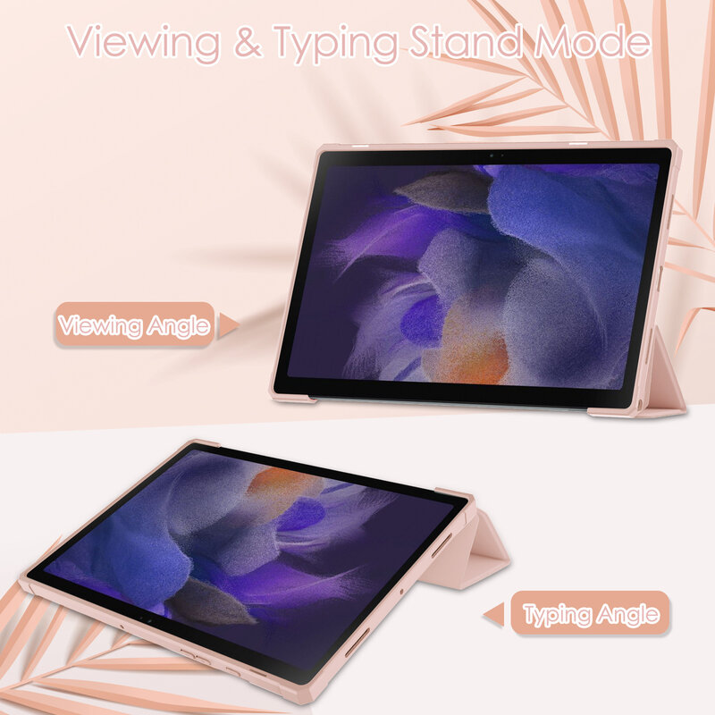 Funda plegable para tableta Samsung Galaxy Tab A8, cubierta trasera transparente con tapa, soporte SM-X200 X205, 10,5 pulgadas, Samsung Tab A8